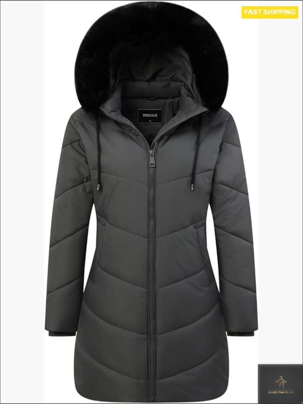 Waterproof Down Puffer Jacket with Detachable Hood Knee-Length Winter Coat